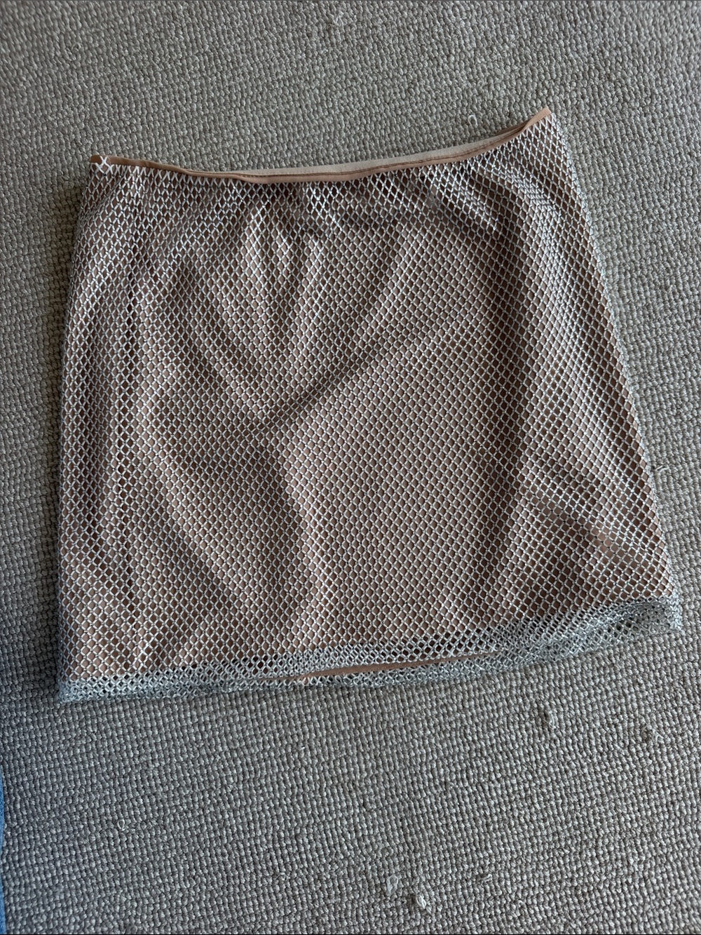 Alice + Olivia Beige Mesh Overlay Mini Skirt